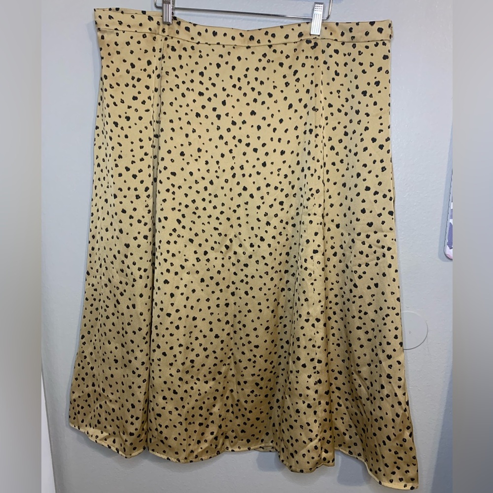 Animal Print A-line skirt silky FEEL gold size XXL plus size NWOT